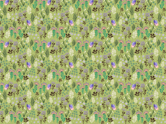 Butterfly Meadow Green Wallpaper