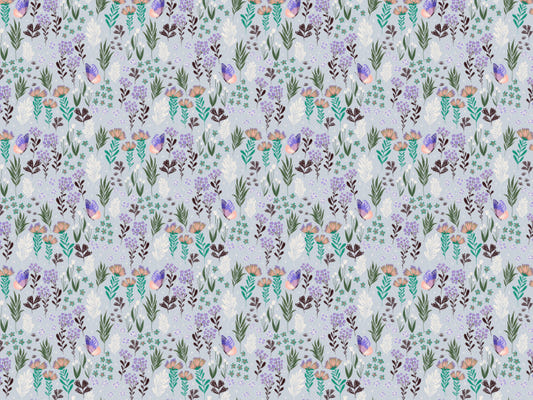 Butterfly Meadow Purple Wallpaper