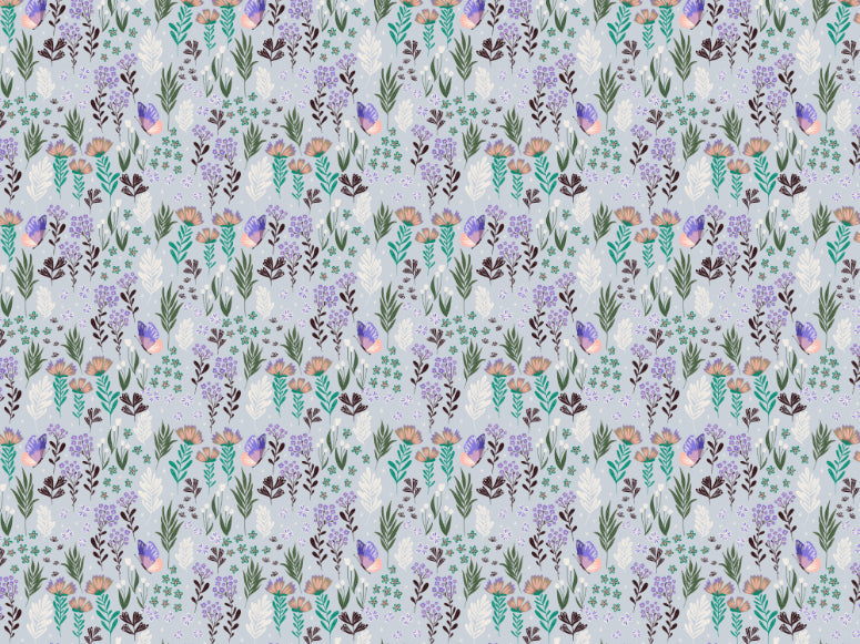 Butterfly Meadow Purple Wallpaper