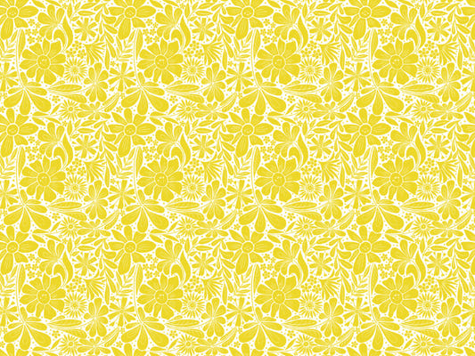Happy Blooms Yellow Wallpaper