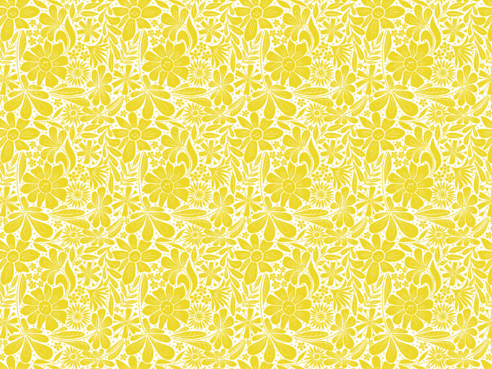 Happy Blooms Yellow Wallpaper