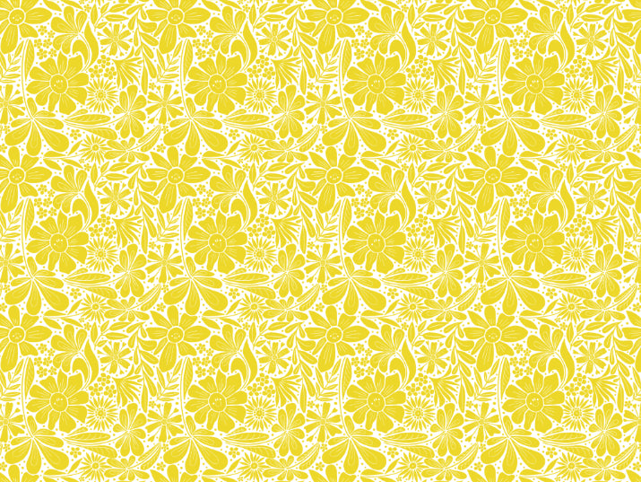 Happy Blooms Yellow Wallpaper in your room — zoomed