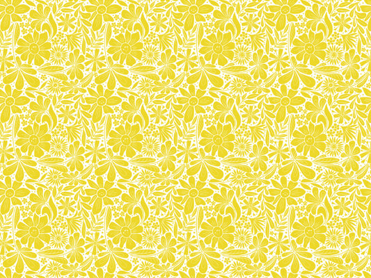 Happy Blooms Yellow Wallpaper