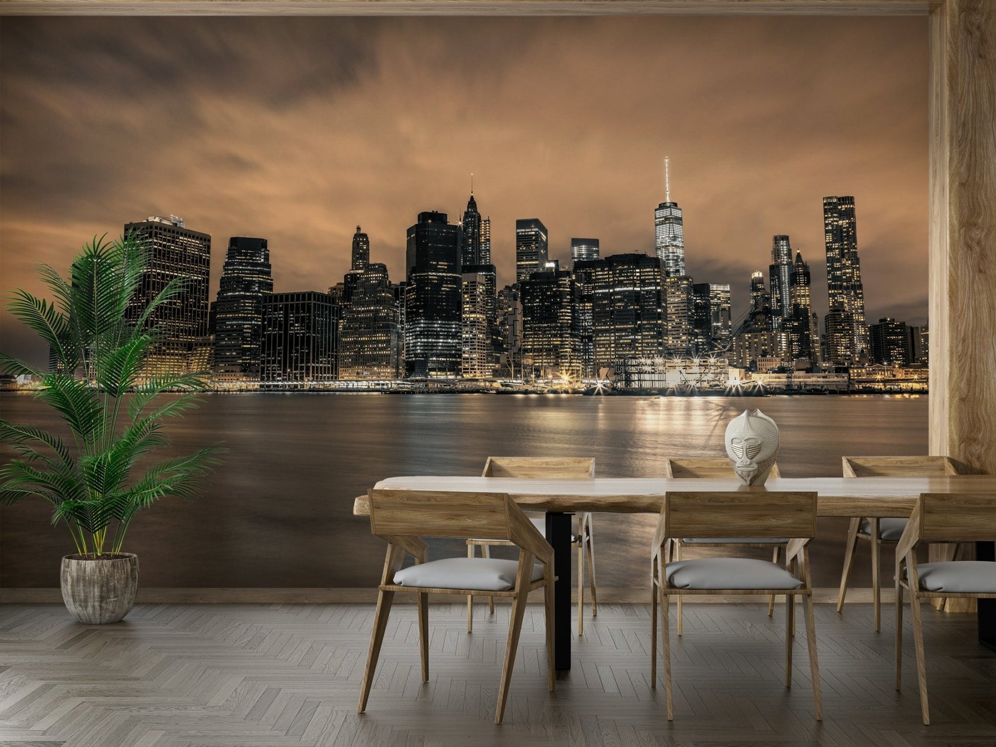 A minimalist home office with the scenic London wallpaper., GD4614