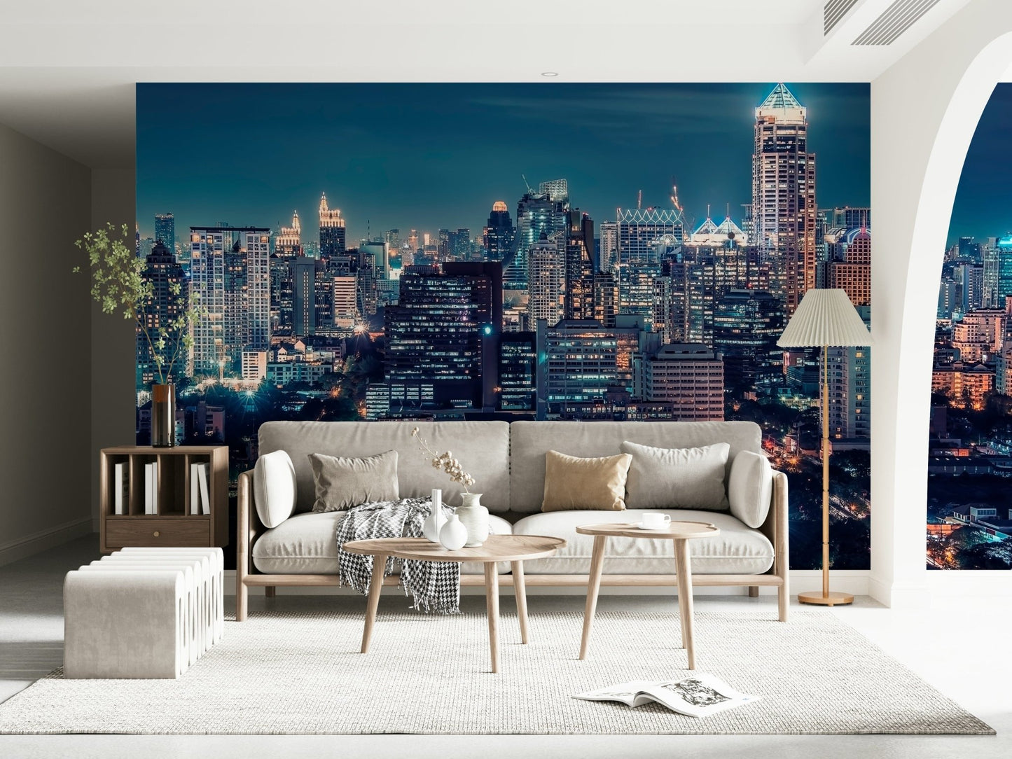Night Cityscape wallpaper for a sleek professional lounge area.