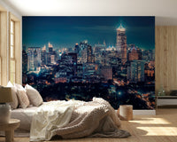 Night Cityscape wallpaper with wide metropolitan views for dining areas.