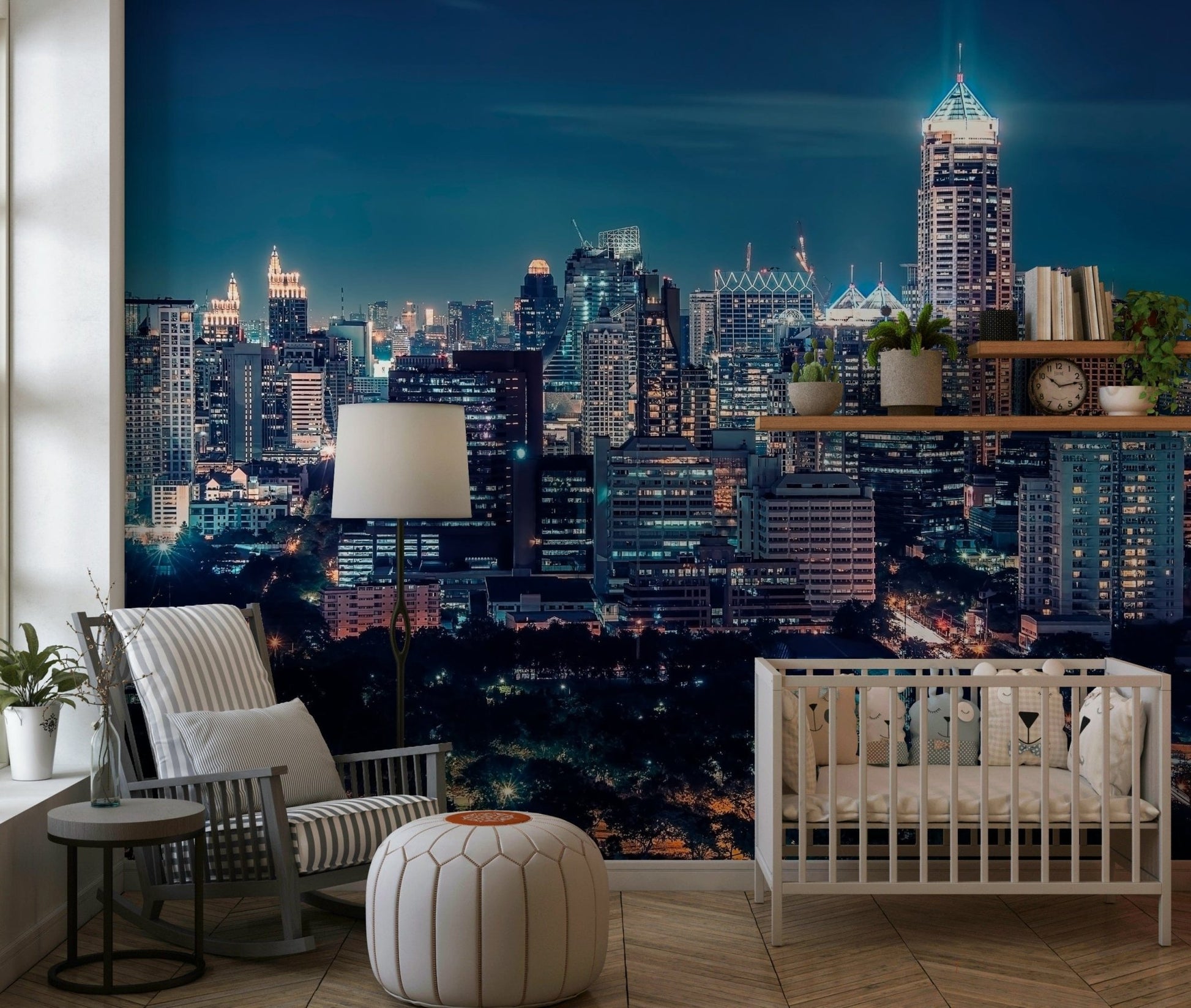 Night Cityscape wallpaper featuring lit streets and tall buildings.