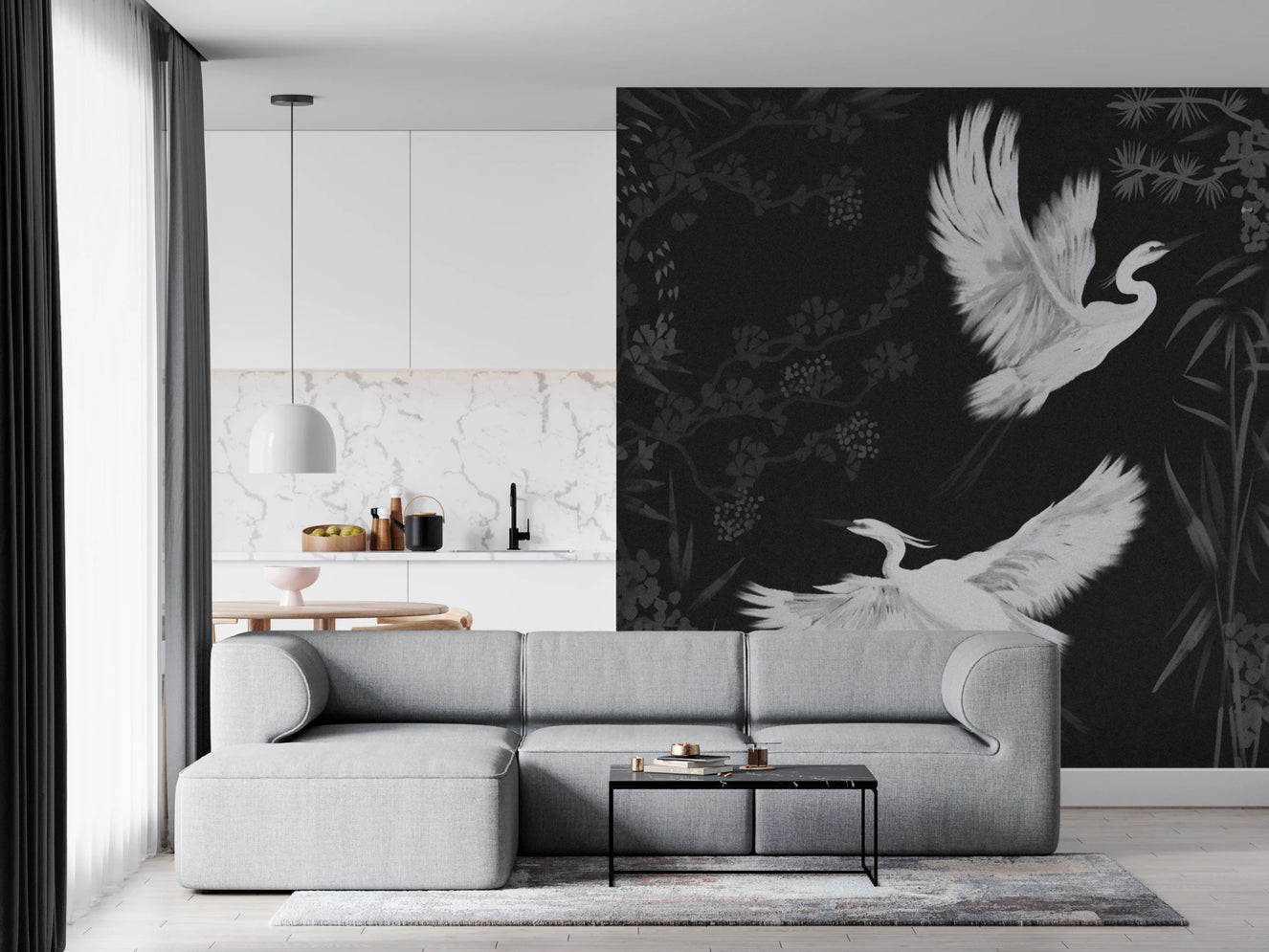 Night Heron's Grace wall mural with heron