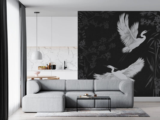 Night Heron's Grace wall mural with heron