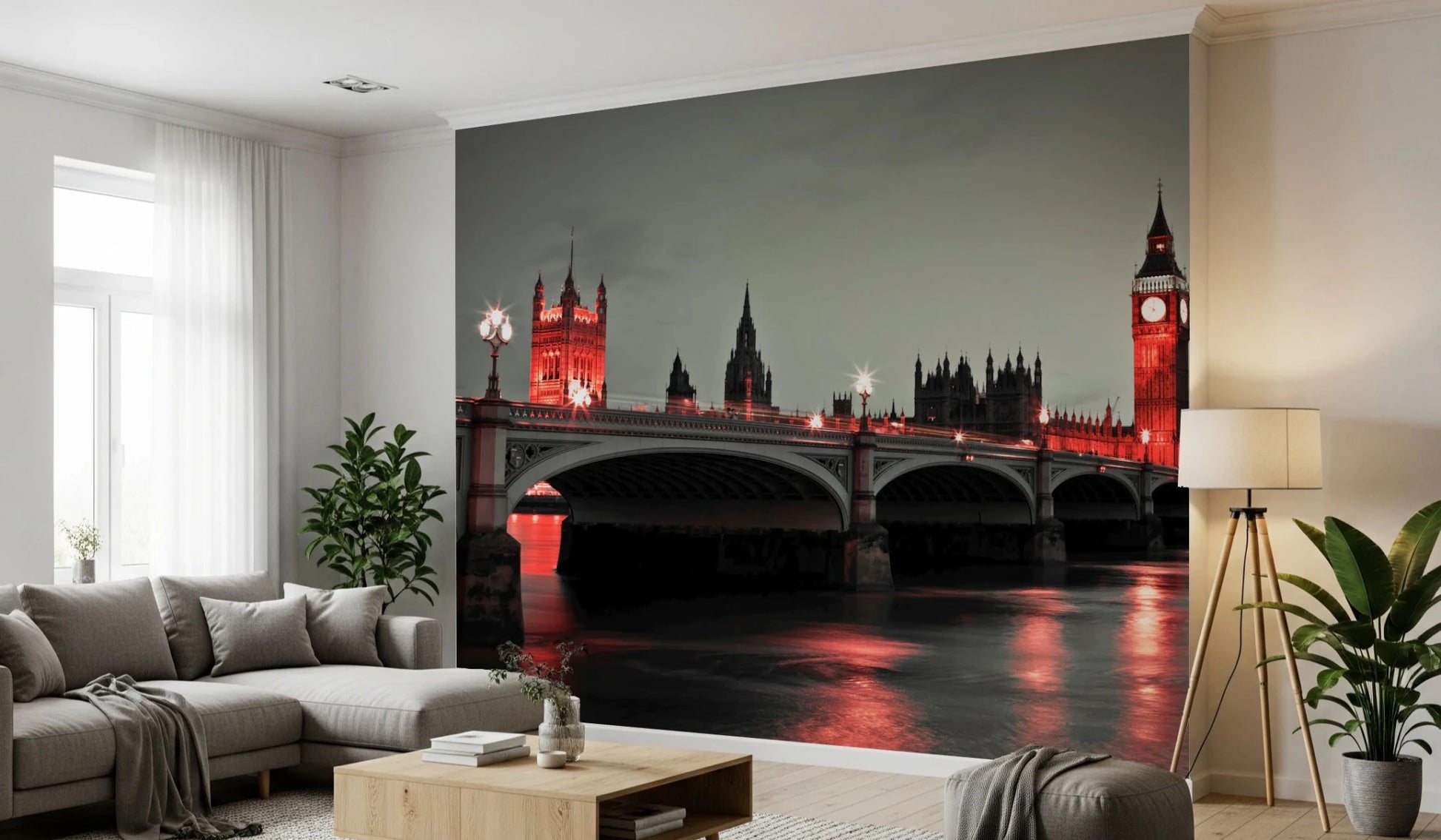 Detailed bridge and gothic building wallpaper