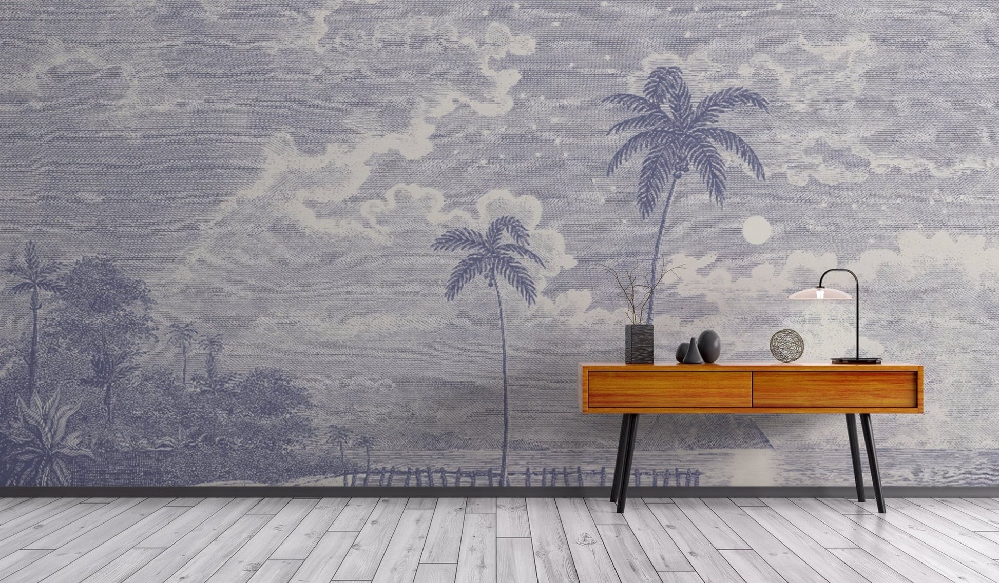 Classic coastal night landscape wallpaper
