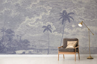 Beach wallpaper with moonlit coastal view
