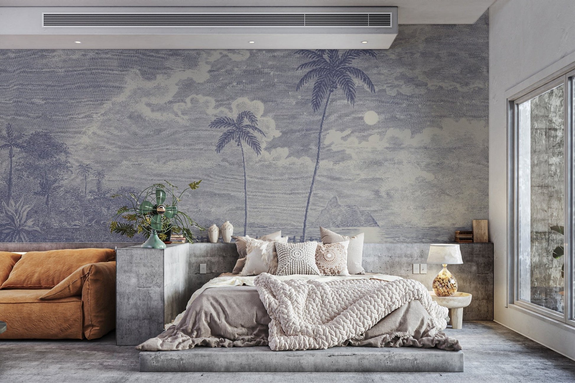 Serene beach wallpaper with palm trees
