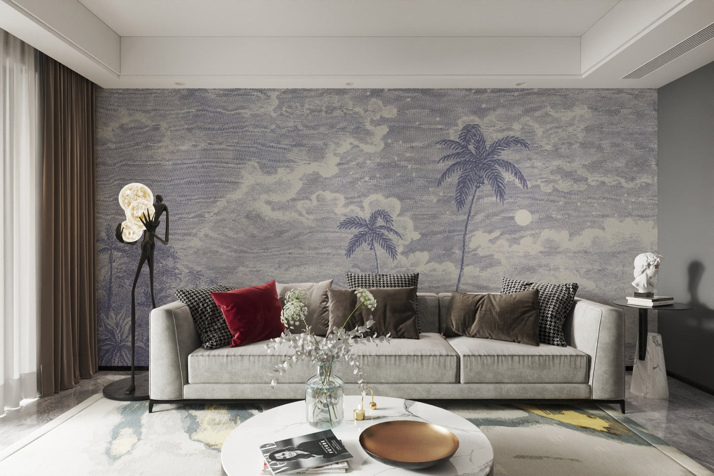 Tranquil ocean night scene wall mural
