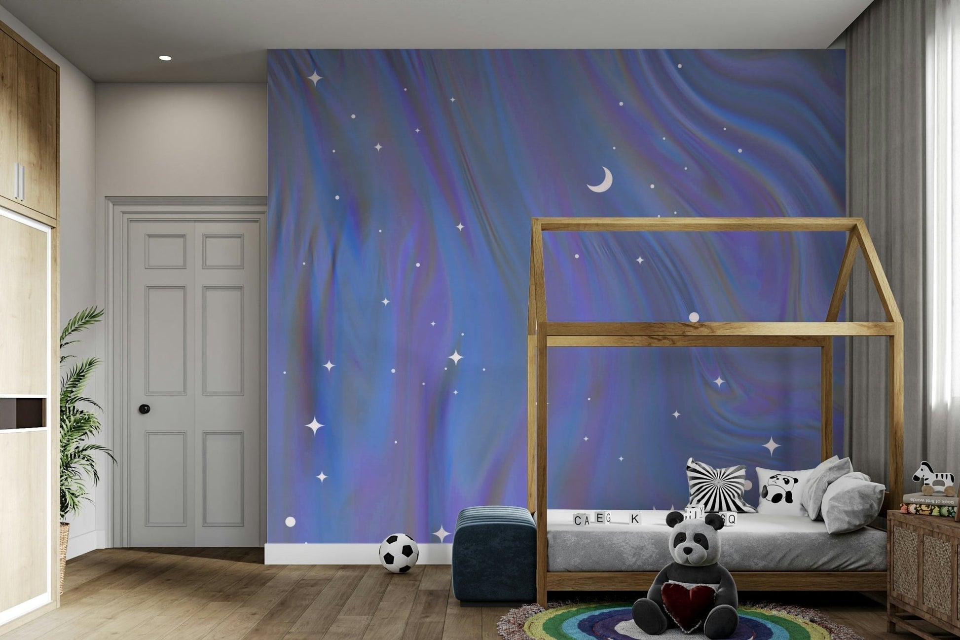 Cozy nighttime mural wallpaper

