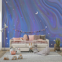 Mural wallpaper with stars and clouds

