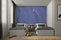 Deep blue wall mural with stars

