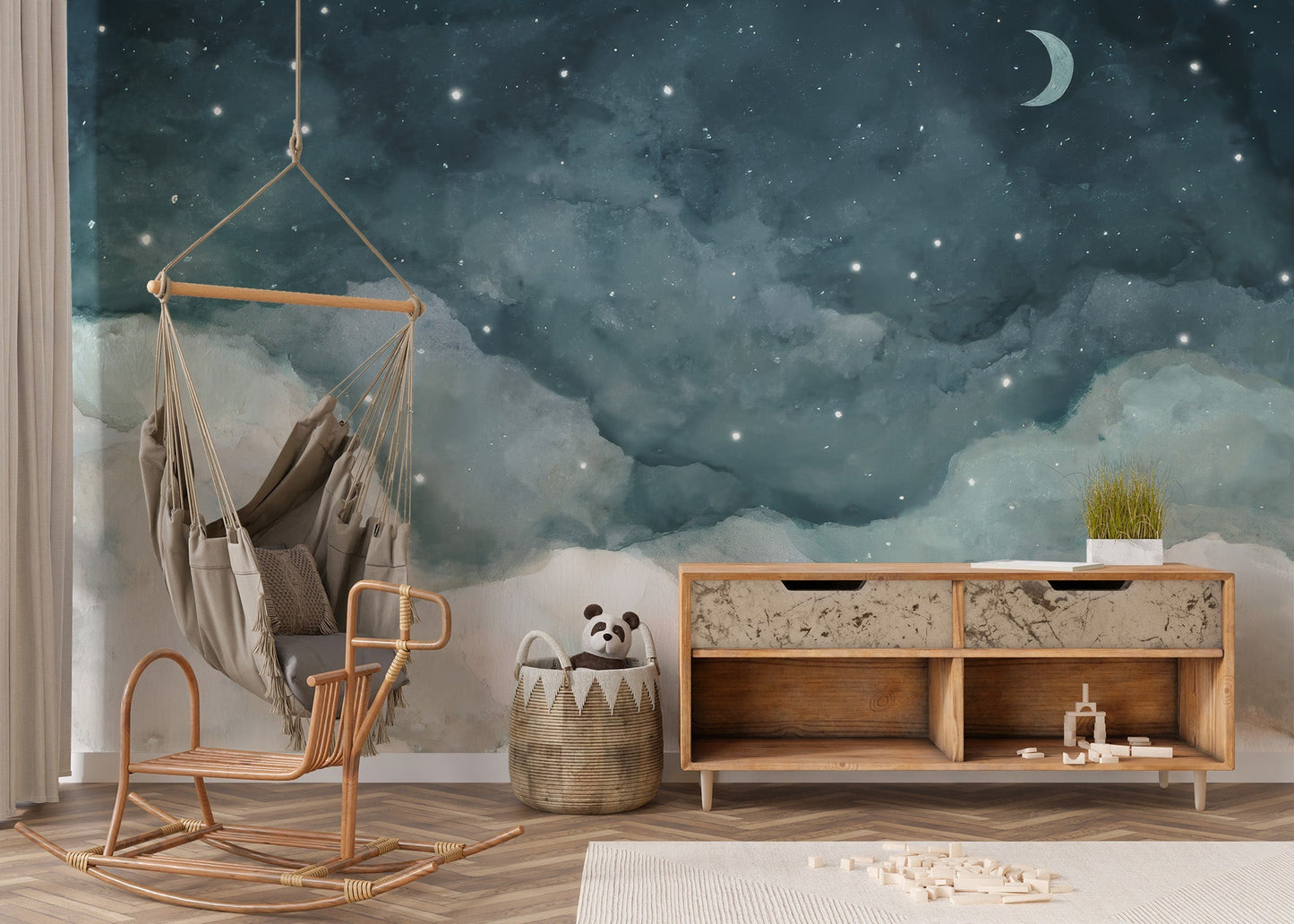 Night Sky Serenade Wallpaper for celestial nurseries