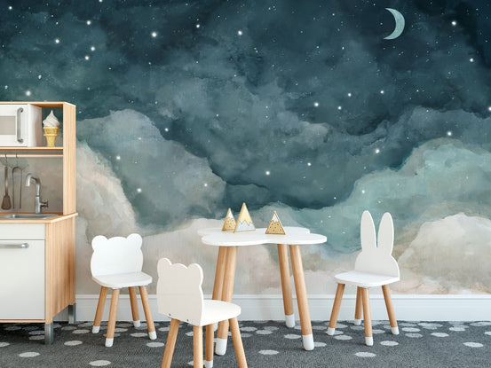 Night Sky Serenade Wallpaper for kids' rooms C355