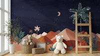 Starry night sky with desert mountain mural, C92
