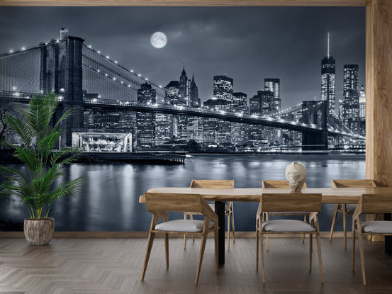 NYC Skyline Night Wall Mural B200