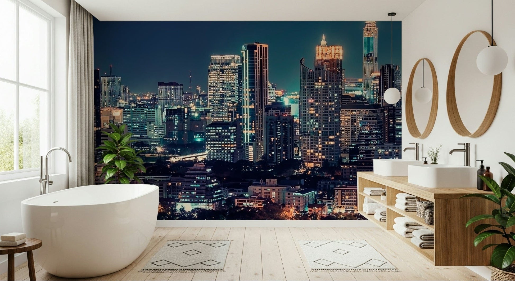 Nightfall Metropolis wallpaper showing glowing city lights from above., GD7618