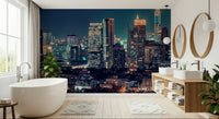 Nightfall Metropolis wallpaper showing glowing city lights from above., GD7618