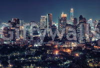 Nightfall Metropolis wall mural showcasing a vibrant midnight sky., GD7618