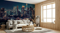 Panoramic urban architecture in a Nightfall Metropolis wall mural., GD7618