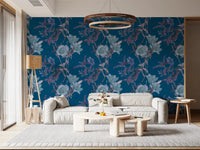 Decorative leaf pattern in Nighttime Botanical Elegance Wallpaper