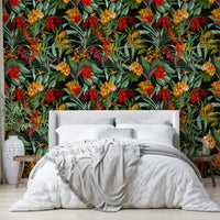 Lush, dark blooms in Nocturnal Bloom wallpaper design

