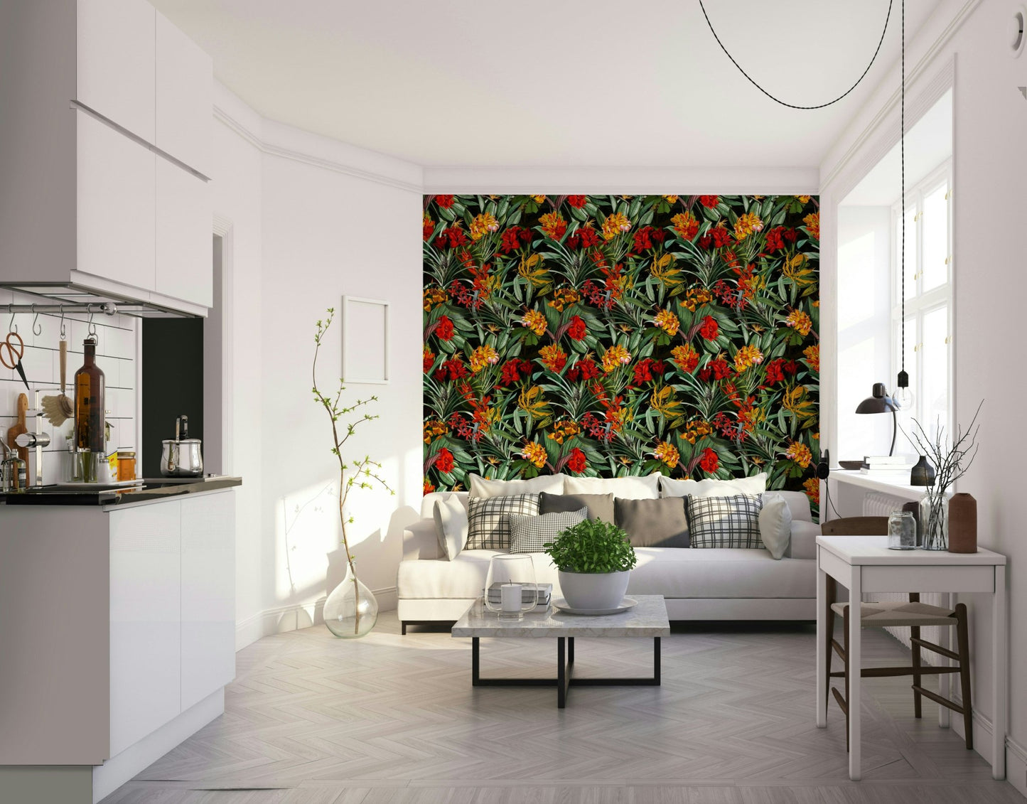 Moody floral wallpaper for modern home decor

