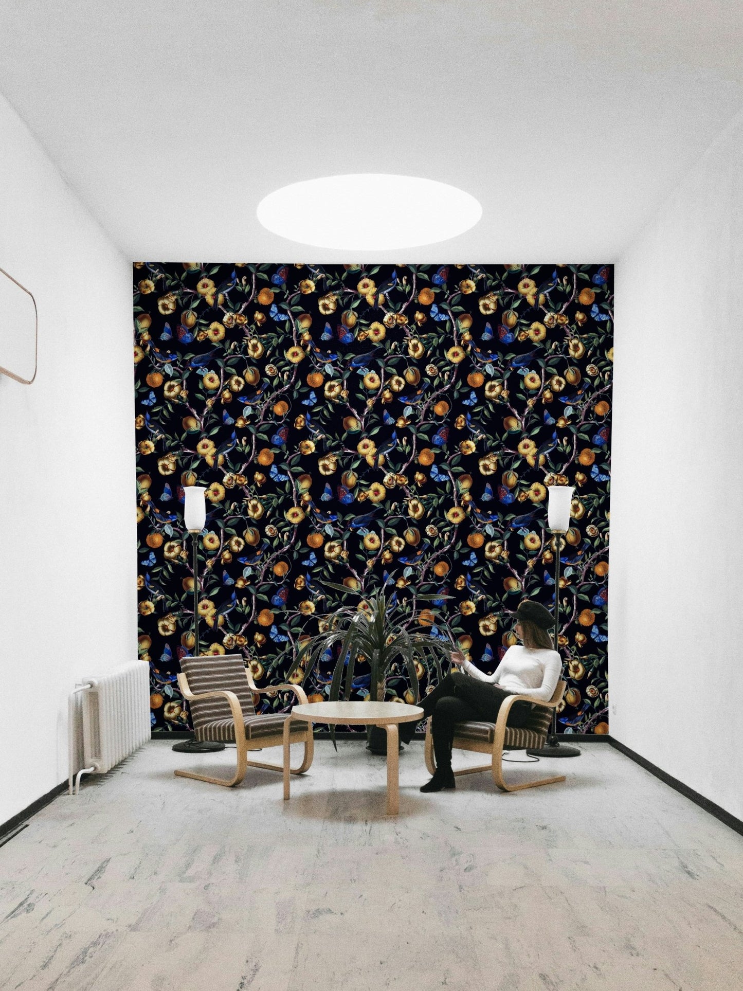 Dark floral wallpaper for a serene garden look

