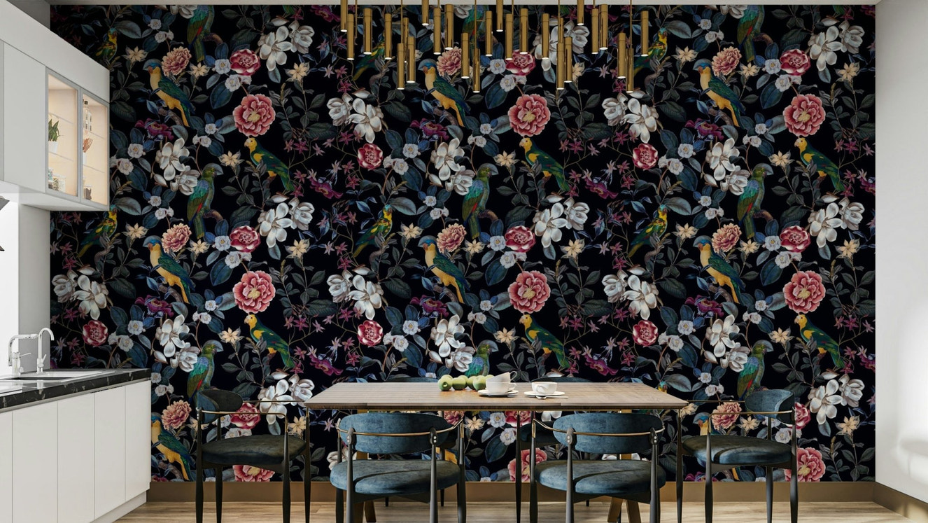 Nocturnal Paradise wallpaper featuring vibrant night blooms.

