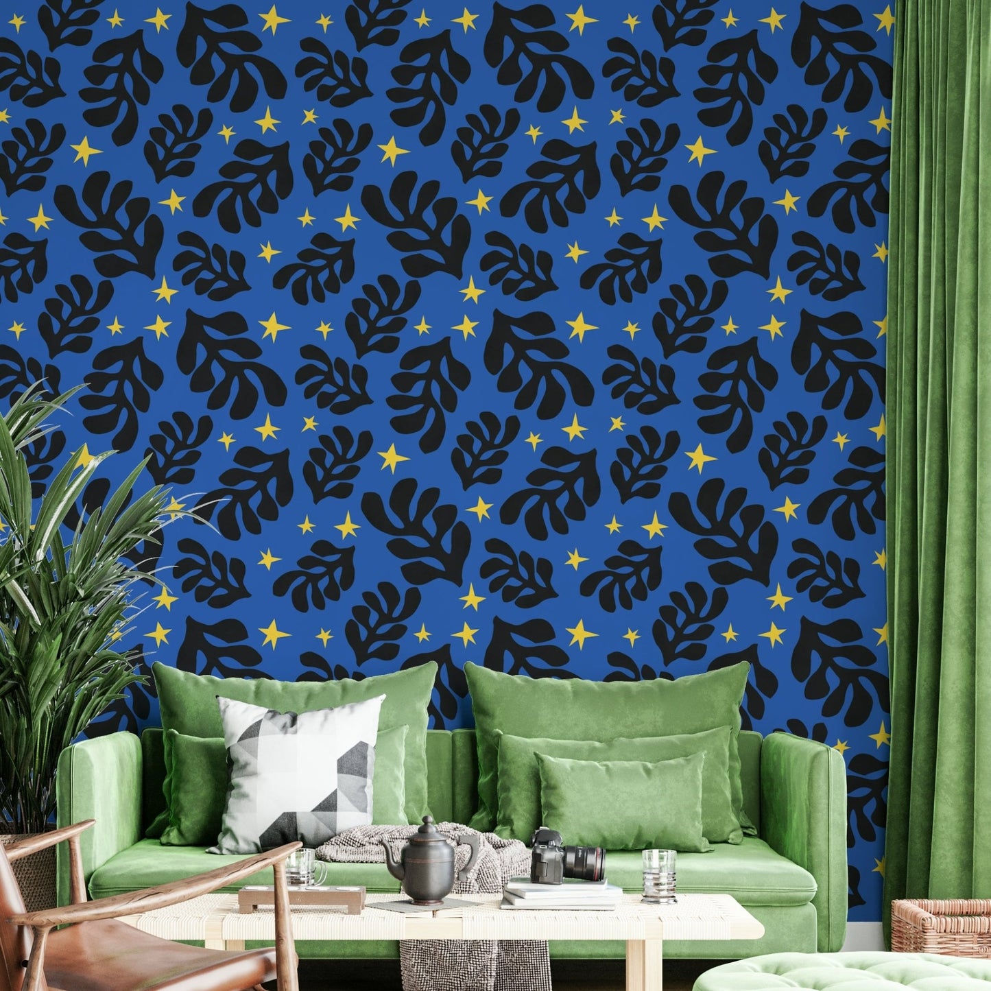 The wallpaper has a smooth, matte finish.

