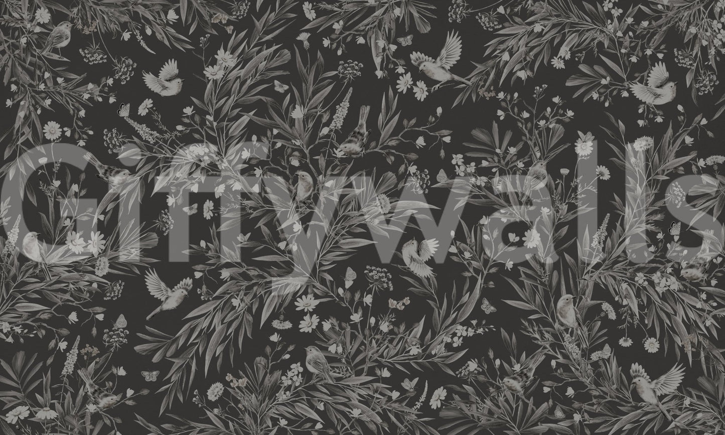 Statement wall décor using the beautiful Nocturnal Song Wall Mural.