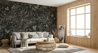 An owl silhouette within the Nocturnal Song Floral & Birds Wall Mural.