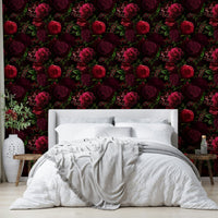 Bedroom decorated with Nocturne Blooms wallpaper, GD896