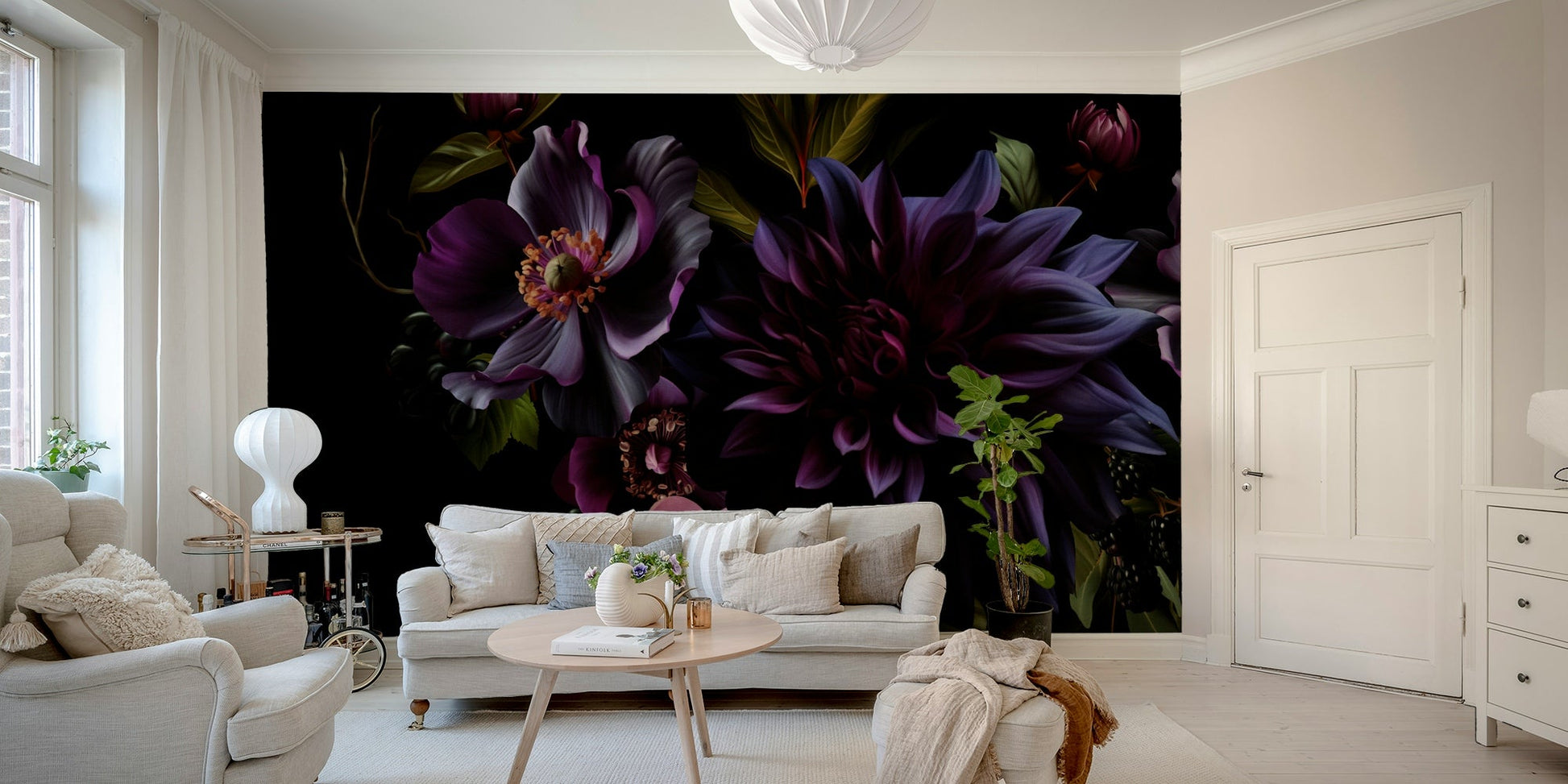Night-inspired garden scene with bold blooms

