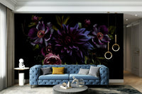 Artistic flower wall design in dark shades

