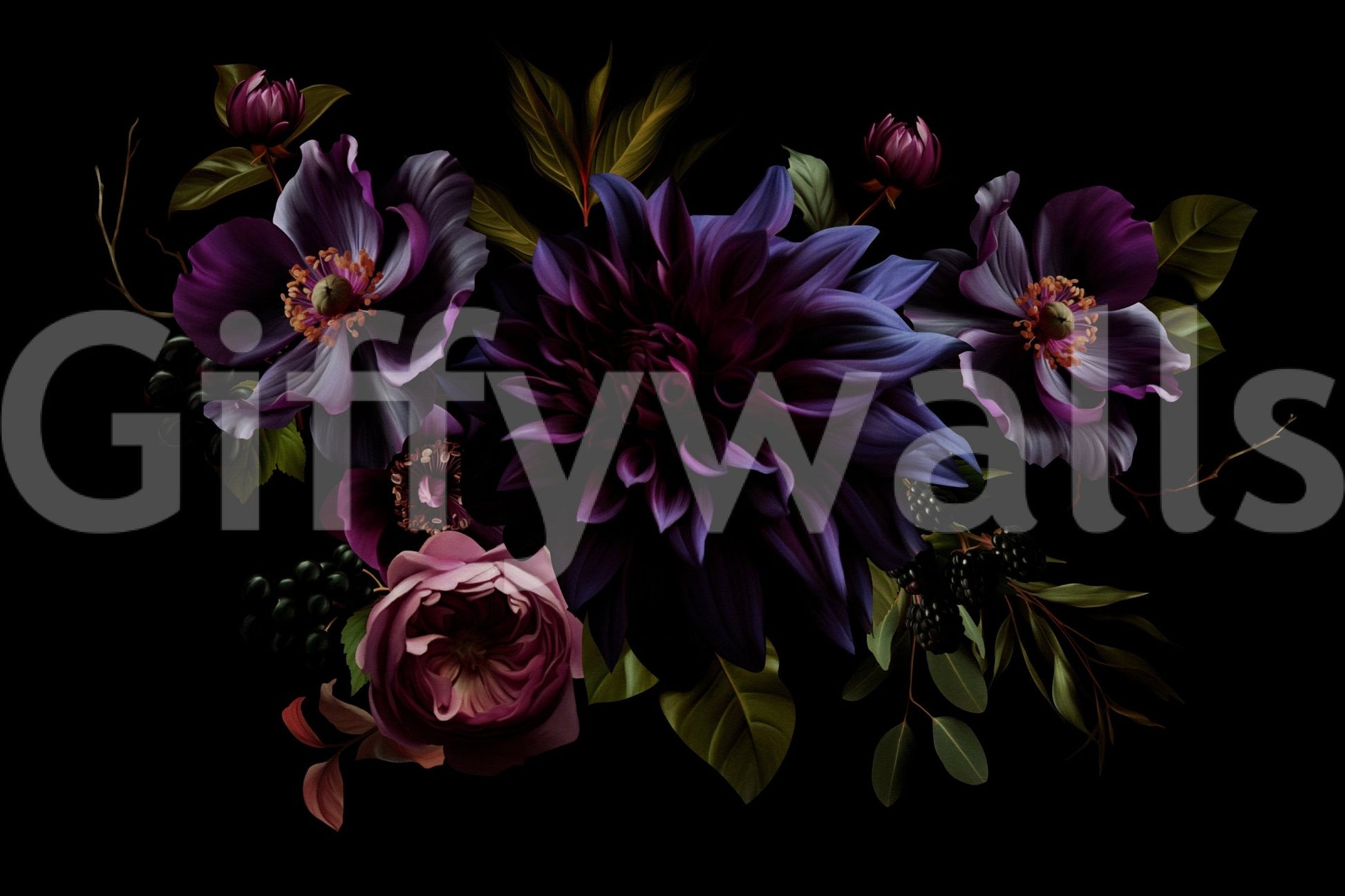 Sophisticated floral wall design with night vibe