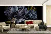 Expressive mural in layered blue watercolor style, GD1229