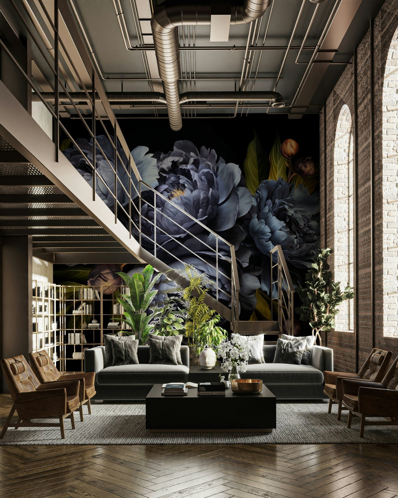 Nocturne in Blue wall mural with abstract tones

