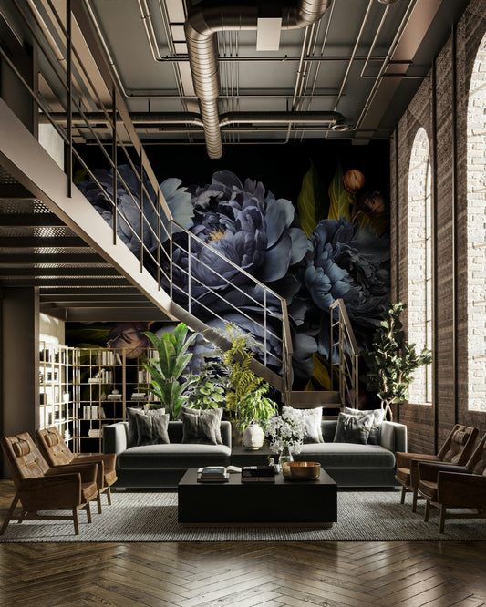 Nocturne in Blue wall mural with abstract tones

