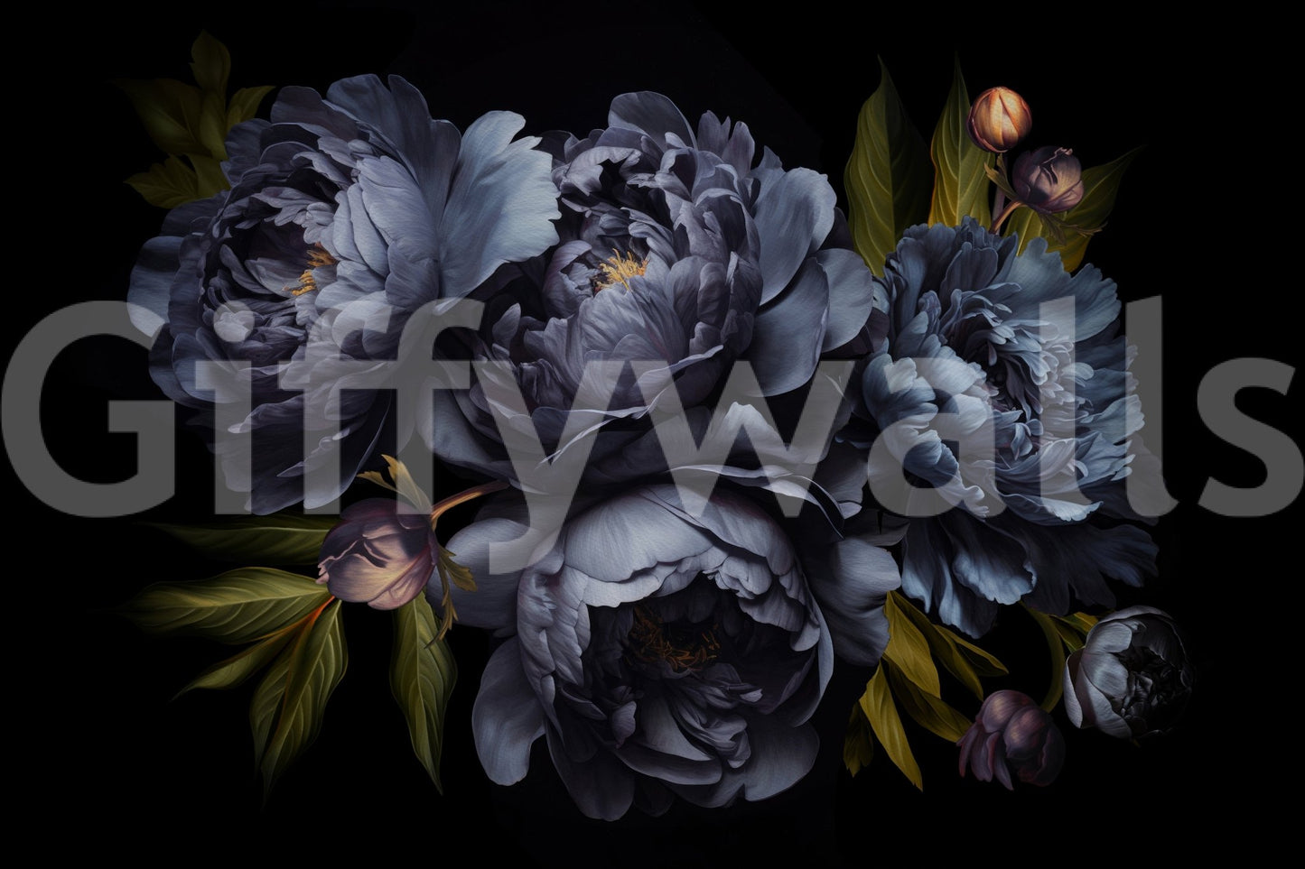 Elegant abstract wall mural with nocturnal mood, GD1229