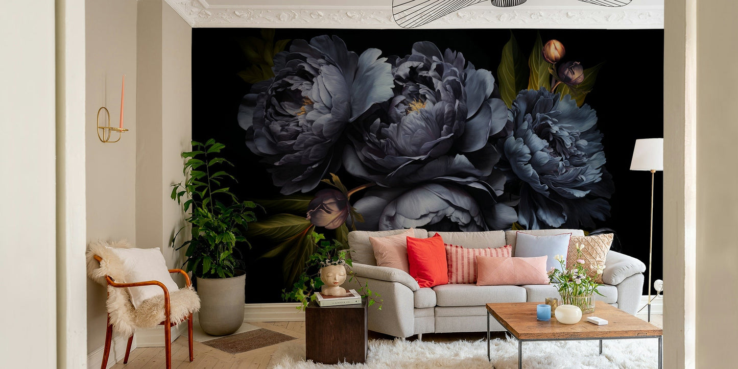 Dark blue wall covering with dreamy textures, GD1229