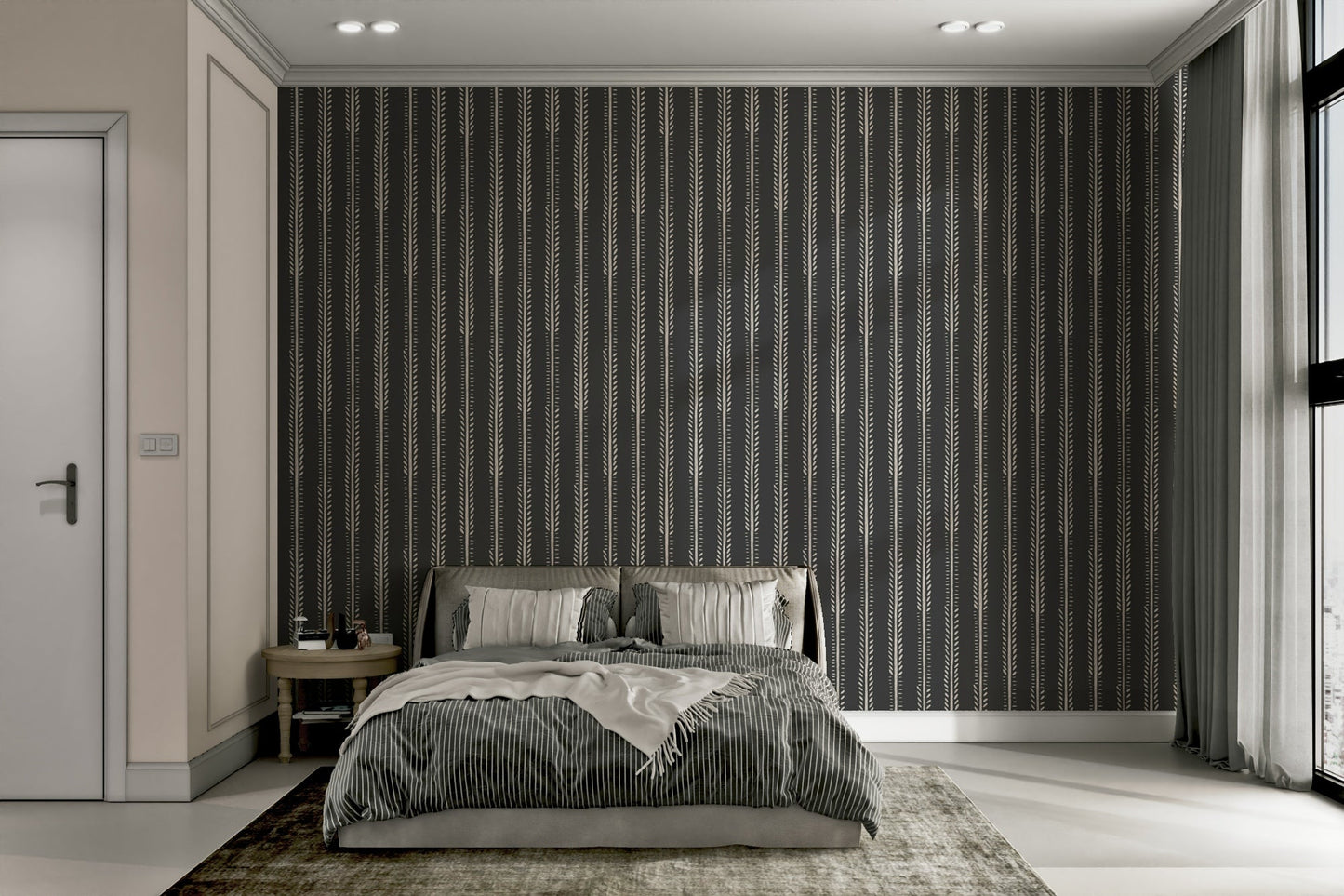 Sophisticated dark stripes wallpaper for interiors

