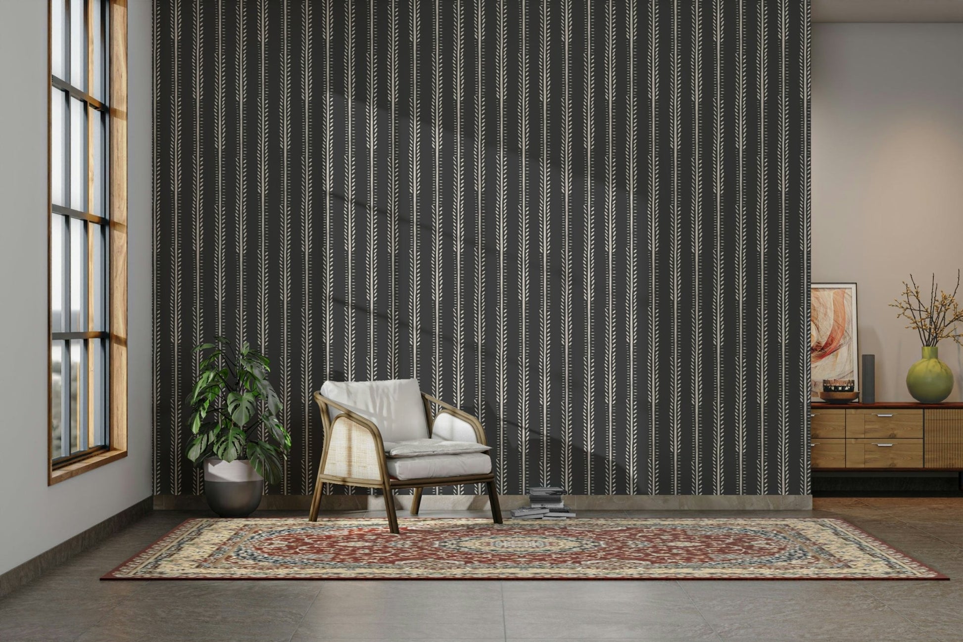 Modern wallpaper featuring nocturne stripe design

