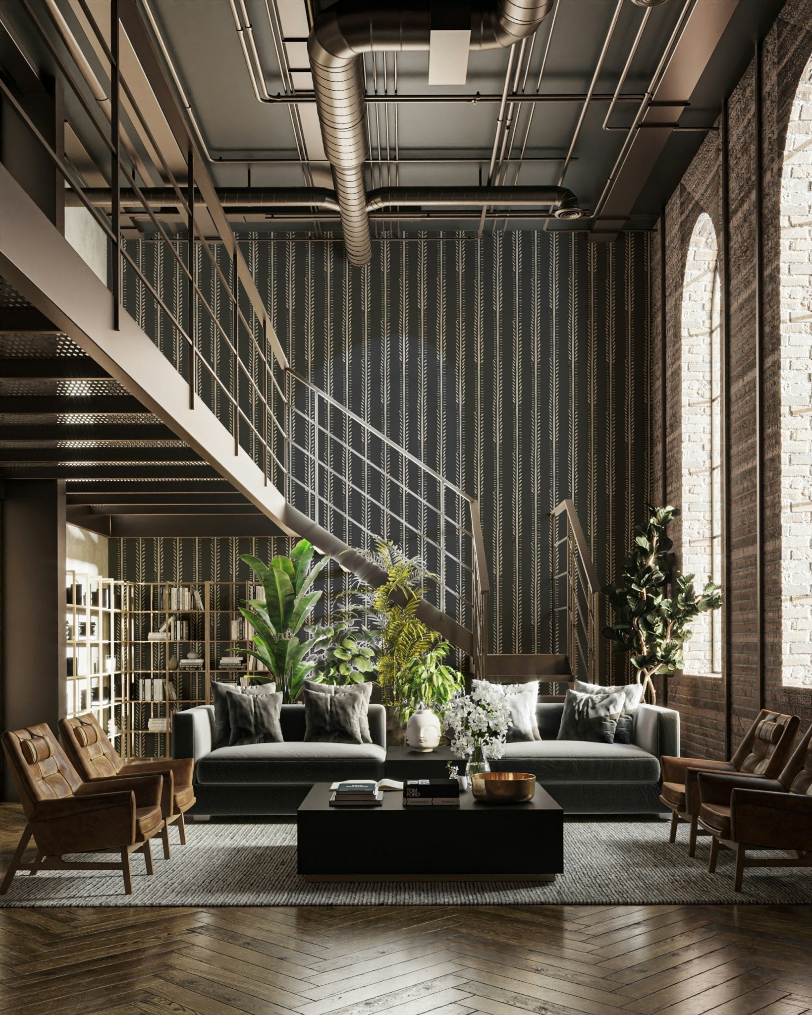 Refined nocturne stripe wallpaper for feature walls

