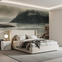 Timber houses on rocks define this Nordic Coastal Retreat Wall Mural, GD8639